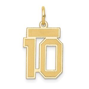 14k Yellow Gold, Jersey Collection, Small Number 10 Pendant